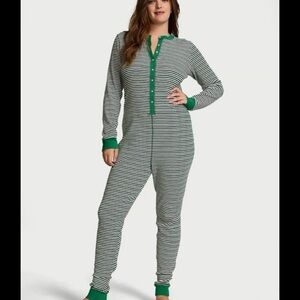 Victoria's Secret Green and White Striped Pajamas